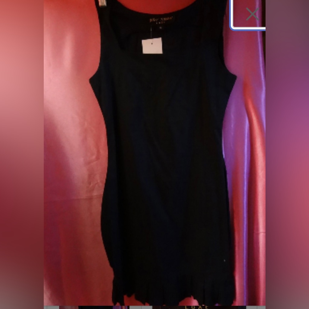Betsey Johnson Black Luxe Bombshell Ruffle Hem Retro Pinup Dress Dollbaby Tank